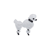 White poodle-shaped dog patch with a black collar on a white background