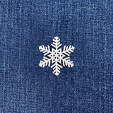 Snowflake Applique Patch - White Embroidered Winter Snow Badge 1.75" (Iron On)