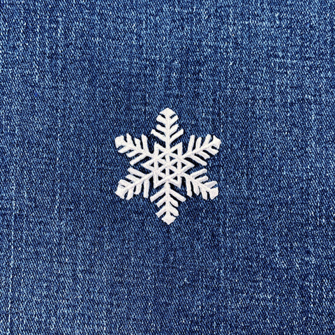 Snowflake Applique Patch - White Embroidered Winter Snow Badge 1.75" (Iron On)
