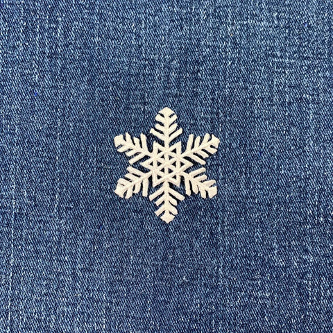 Snowflake Applique Patch - Small Embroidered Winter Snow Badge 1.75" (Iron On)