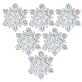 6-Pack Snowflake Applique Patch - Embroidered Iridescent Shimmery Snow Badge 1.25" (Iron On)