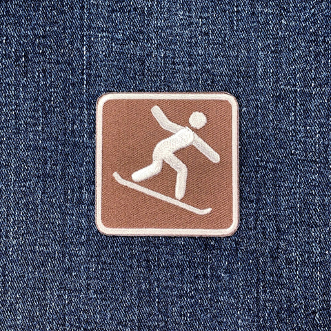 Snowboarding Patch - Embroidered Snow Park Sign Badge 2" (Iron On)
