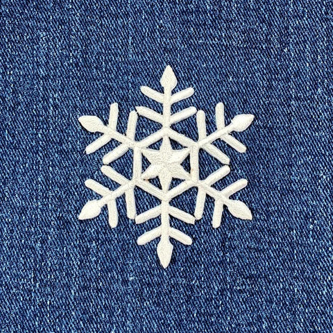 Snowflake Applique Patch - Embroidered Winter Snow Badge 2.25" (Iron On)