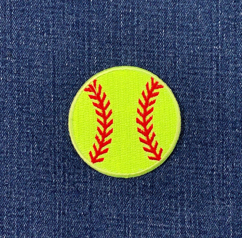 Softball Applique Patch - Embroidered Sports Ball Badge 2.25" (Iron On)