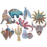 Southwest Applique Patch Set - Cactus, Pottery, Sun, Lizard, Bear, Wolf, Peppers, Longhorn, Feathers (9-Pack, Iron on)