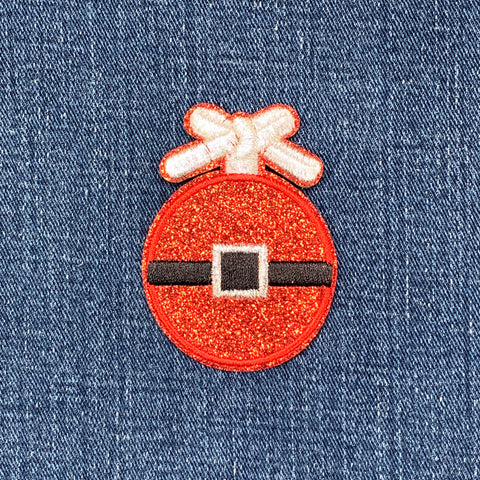 Sparkly Ornament Applique Patch Embroidered Christmas Santa Badge 2.5" (Clearance, Iron On)