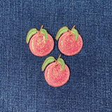 3-Pack Sparkly Peach Applique Patch - Embroidered Fruit Badge 1.5" (Iron On)