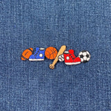 Sports Strip Applique Patch - Baseball Football Basketball Soccer Embroidered Ball Badge 3.5" (Iron On)