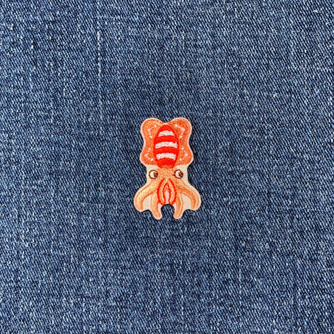 Squid Applique Patch - Embroidered Sea Creature Badge 1-3/8" (Iron On)