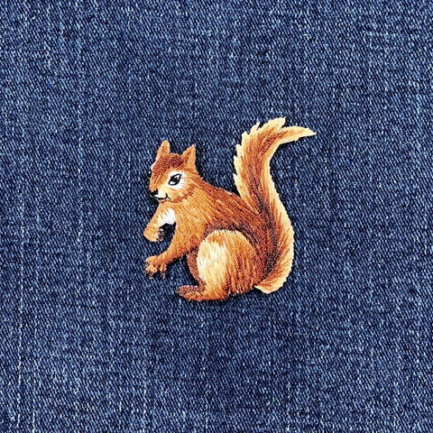 Squirrel Applique Patch - Embroidered Wildlife Animal Badge 1.75" (Iron On)