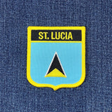 St. Lucia Patch - Embroidered Flag Shield Caribbean Badge 2.75" (Iron On)