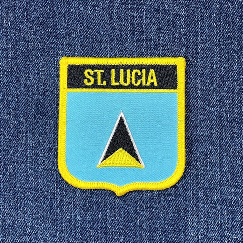 St. Lucia Patch - Embroidered Flag Shield Caribbean Badge 2.75" (Iron On)