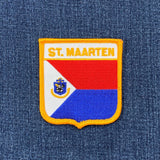 St. Maarten Patch - Embroidered Flag Shield Badge 2.75" (Iron Or Sew On)