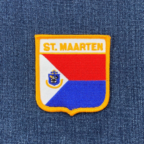 St. Maarten Patch - Embroidered Flag Shield Badge 2.75" (Iron Or Sew On)