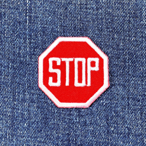 Stop Sign Applique Patch - Embroidered Road Sign Badge 1.5" (Iron On)