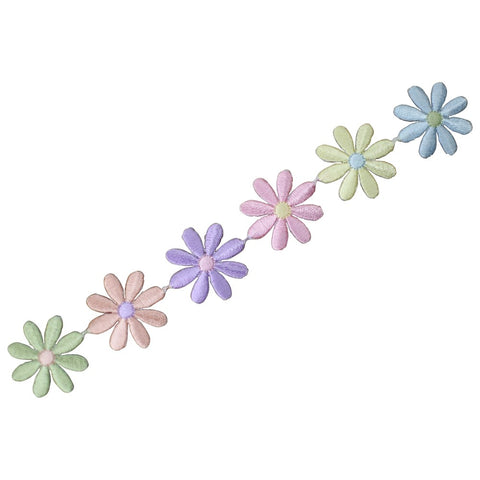 Large Daisy Strip Applique Patch - Flower Bloom Gardening Badge 7-3/8" (Iron on)