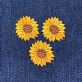 3-Pack Sunflower Applique Patch - Embroidered Flower Badge 1-5/8" (Iron On)