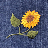 Sunflower Applique Patch - Embroidered Flower Badge 3-7/8" (Iron On)