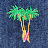 Palm Trees & Surfboards Applique Patch - Embroidered Surfing Beach Surf Boards Badge 3.75" (Iron On)