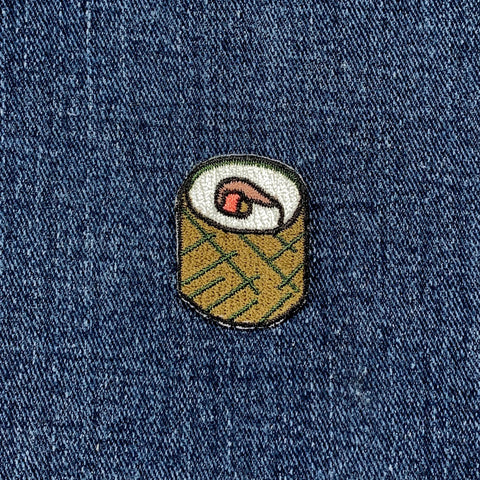 California Roll Applique Patch - Embroidered Sushi Badge 1.25" (Iron Or Sew On)