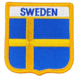 Sweden Patch - Embroidered Flag Shield Badge 2.75" (Iron Or Sew On)