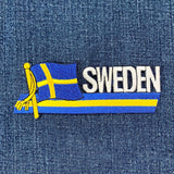 Sweden Patch - Embroidered Ribbon & Flag Badge 4-7/8" (Iron Or Sew On)