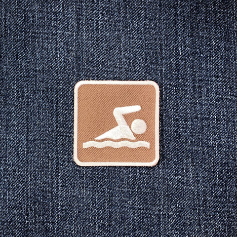 Swimming Patch - Embroidered Lake Swim Area & Pool Sign Badge 2" (Iron On)