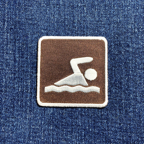 Swimming Patch - Embroidered Lake Swim Area & Pool Sign Badge 2" (Iron On)
