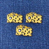 3-Pack Swiss Cheese Applique Patch - Embroidered Mini Food Badge 1-1/8" (Iron On)