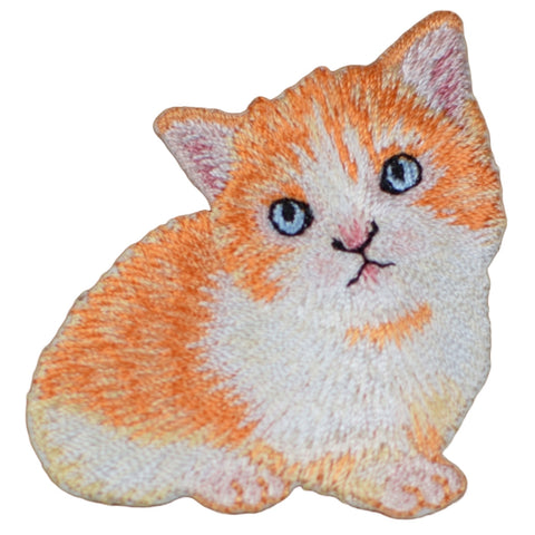 Orange Tabby Cat Applique Patch - Kitten Kitty Embroidered Badge 1-7/8" (Iron on)