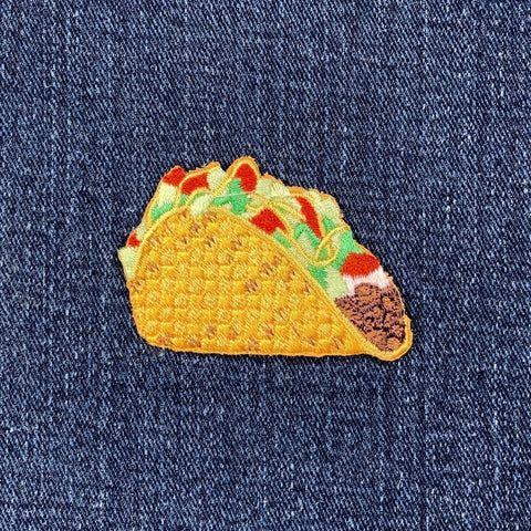 Taco Applique Patch - Embroidered Mexican American Food Badge 2-1/8" (Iron Or Sew On)
