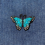 Teal Butterfly Applique Patch - Insect Antennae Wings Bug Badge 3" (Iron on)