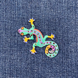 Gecko Applique Patch - Embroidered Reptile Badge 2.5" (Iron On)