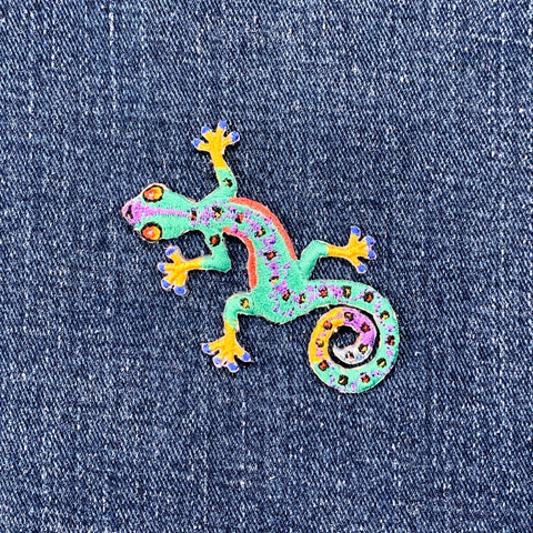 Gecko Applique Patch - Embroidered Reptile Badge 2.5" (Iron On)