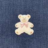 Teddy Bear Applique Patch - Embroidered Stuffed Animal Badge 2-3/8" (Iron On, Pink)