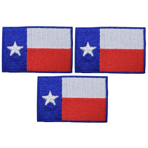 Small Texas Flag Patch - Houston San Antonio Dallas Badge 2.25" (3-Pack, Iron on)