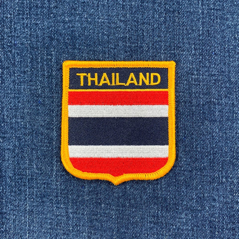 Thailand Patch - Embroidered Flag Shield Badge 2.75" (Iron Or Sew On)