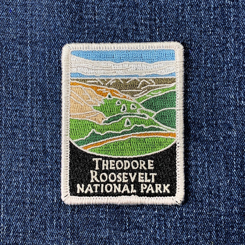 Patch of Theodore Roosevelt National Park on a denim background