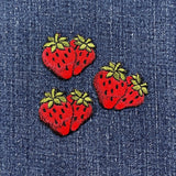 3-Pack Strawberry Applique Patch - Embroidered Berry Badge 1.5" (Iron On)