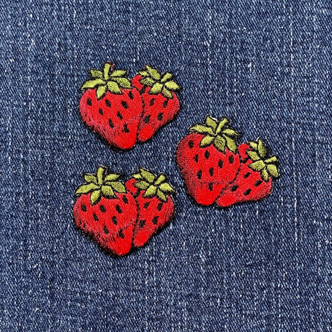 3-Pack Strawberry Applique Patch - Embroidered Berry Badge 1.5" (Iron On)