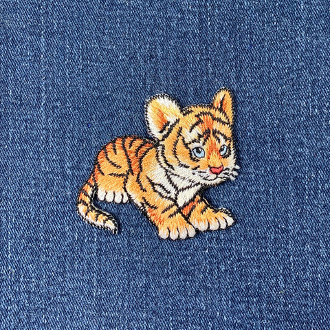 Tiger Cub Applique Patch - Embroidered Baby Animal Badge 2.25" (Iron On)