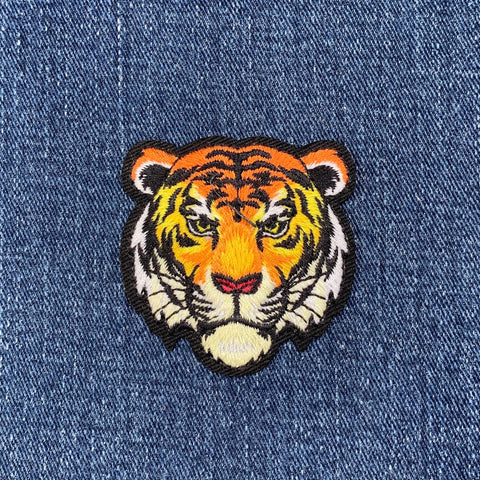 Tiger Applique Patch - Embroidered Animal Badge 2" (Iron On)
