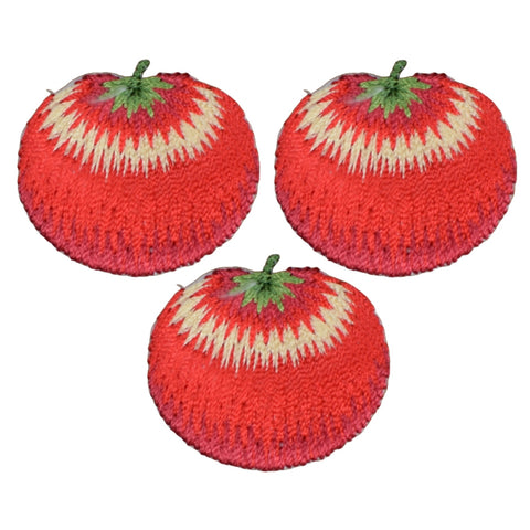 Small Tomato Applique Patch - Food Fruit Cooking Chef's Badge 1-1/8" (3-Pack, Iron on)