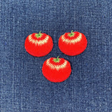 3-Pack Tomato Applique Patch - Embroidered Fruit & Food Badge 1-1/8" (Iron On)