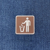 Trash Can Patch - Embroidered Litter Receptacle Sign Badge 2" (Iron On)