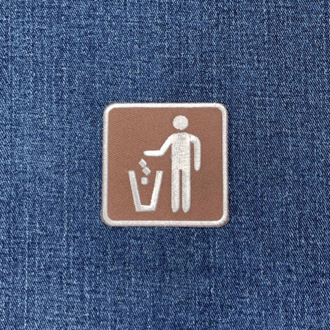 Trash Can Patch - Embroidered Litter Receptacle Sign Badge 2" (Iron On)