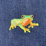 Tree Frog Applique Patch - Shiny Embroidered Amphibian Badge 2.5" (Iron On)