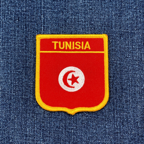 Tunisia Patch - Embroidered Flag Shield Badge 2.75" (Iron Or Sew On)