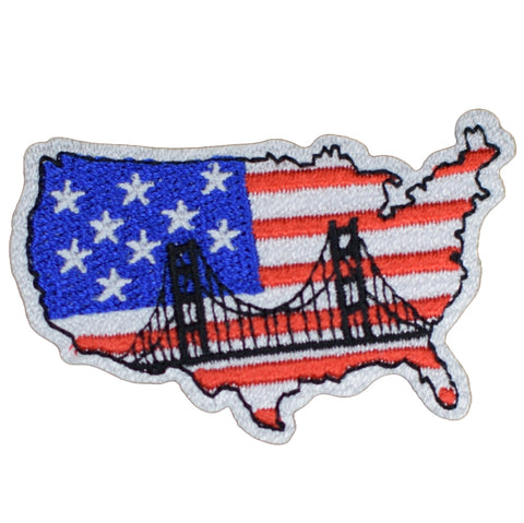 Small American Flag USA Map Patch - United States of America, Bridge (Clearance, Iron on)