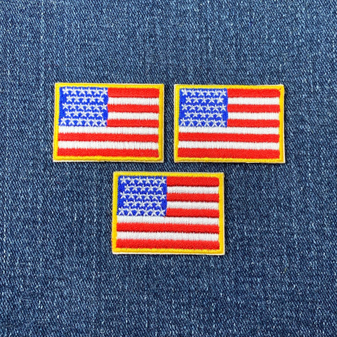 3-Pack American Flag Patch - Embroidered United States Of America USA Badge 1.5" (Iron Or Sew On)